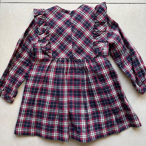 Pili Carrera Toddler Girl Blue Red Long Sleeve Cotton PLaid Dress Size 4Y - Picture 6 of 9